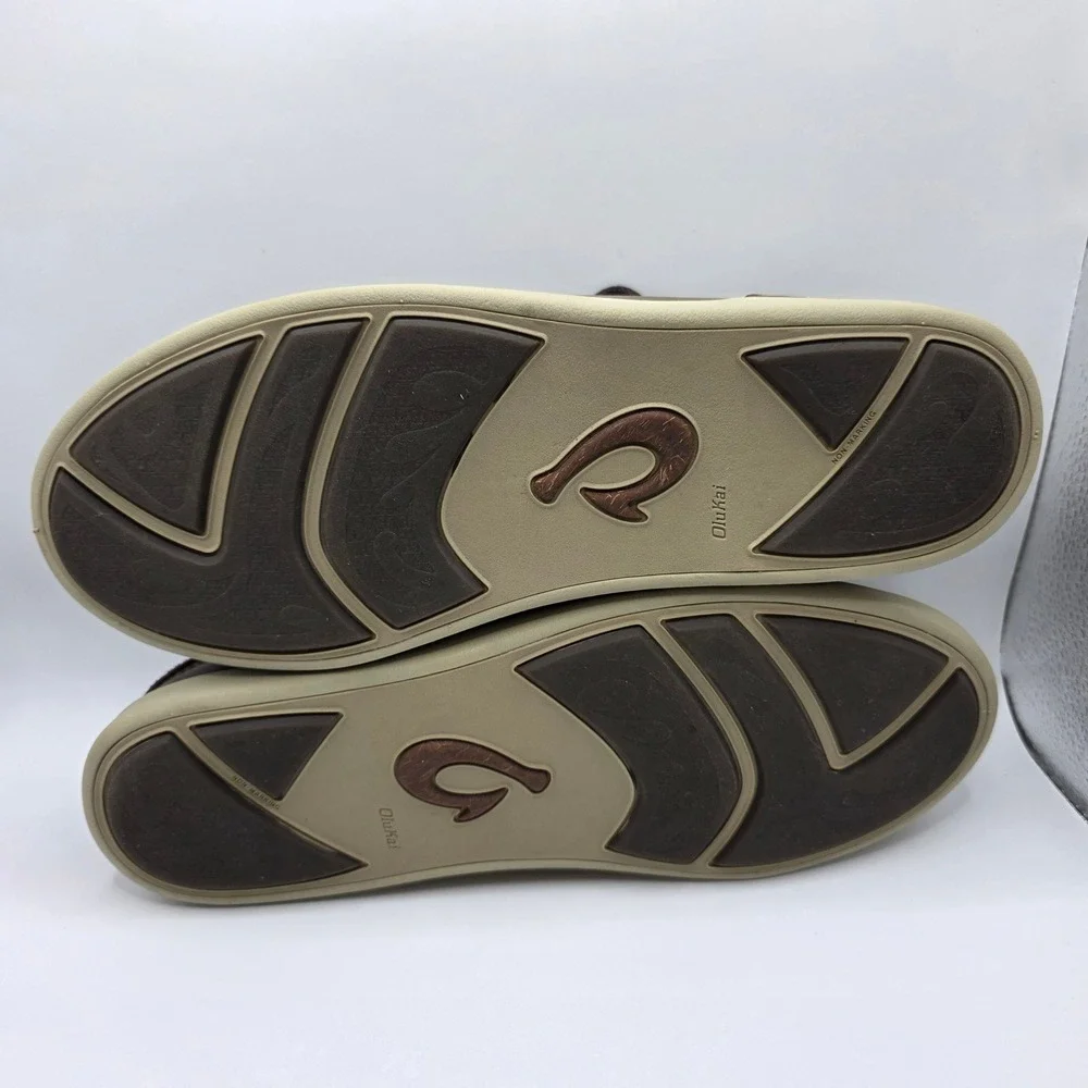 OluKai Nalukai Brown Leather Lace Up Shoes‎ Mens 9 Drop-In Heel 10378-6Z21